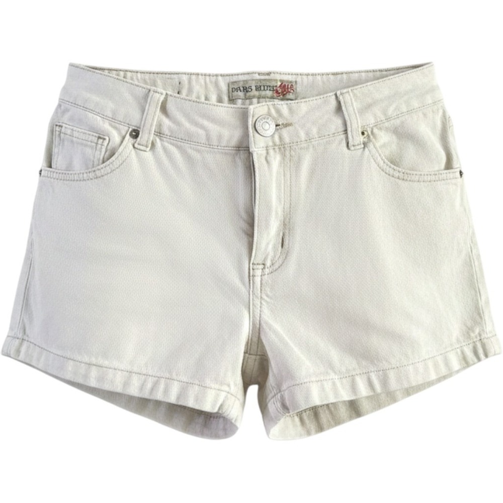 Vintage Y2K Paris Blues Micro Mini Denim Shorts White Low Rise Size 9 Beach